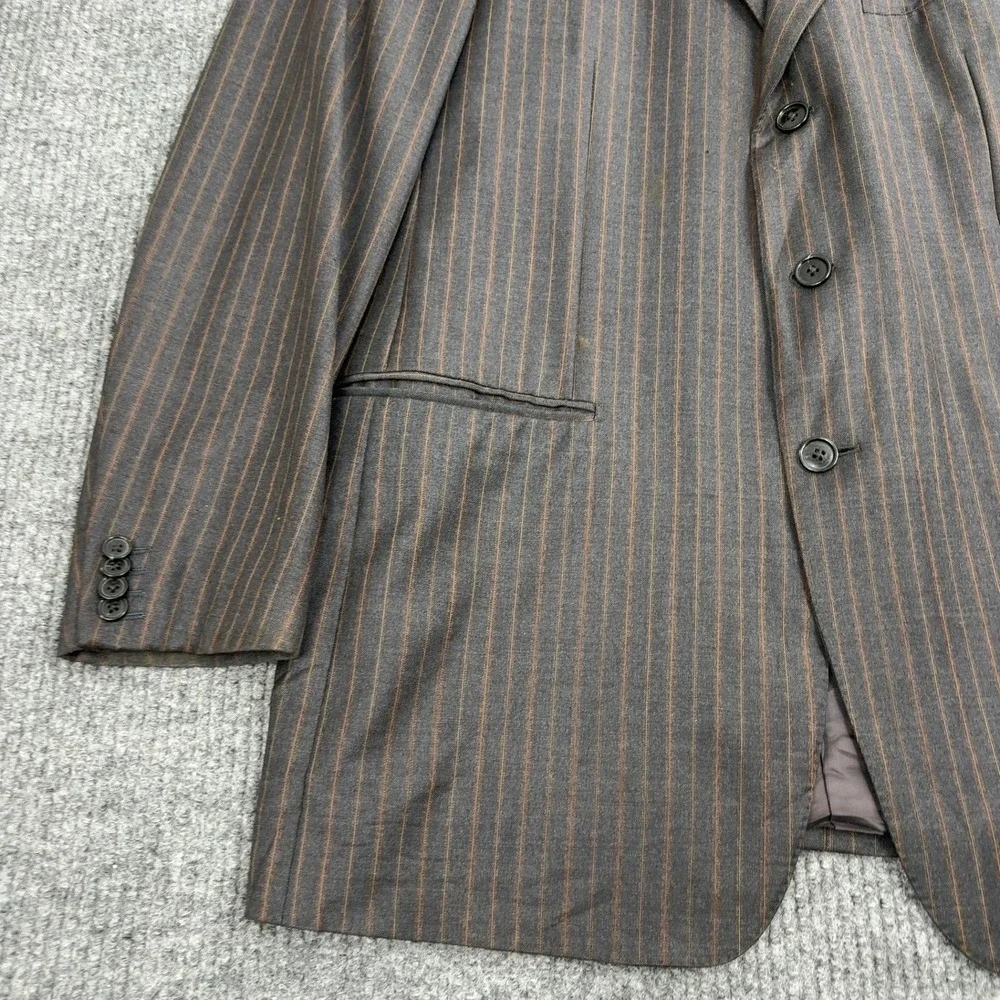 Ermenegildo Zegna Blazer Mens 52R Grey 100% Wool Pinstripe 3 Button Luxury Style